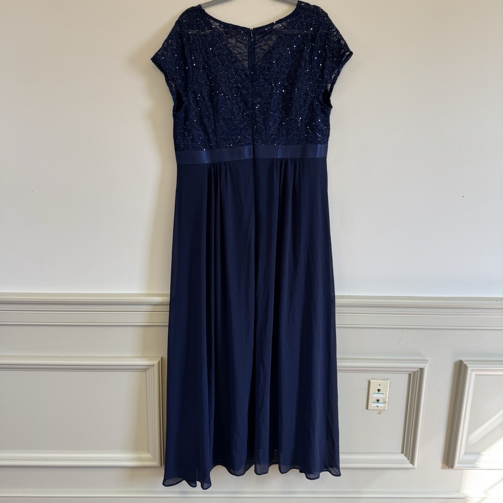 MISSMAY Women's 3XL Navy Blue Sequin Wedding Formal Long Dress Mother Of Bride - Picture 8 of 10